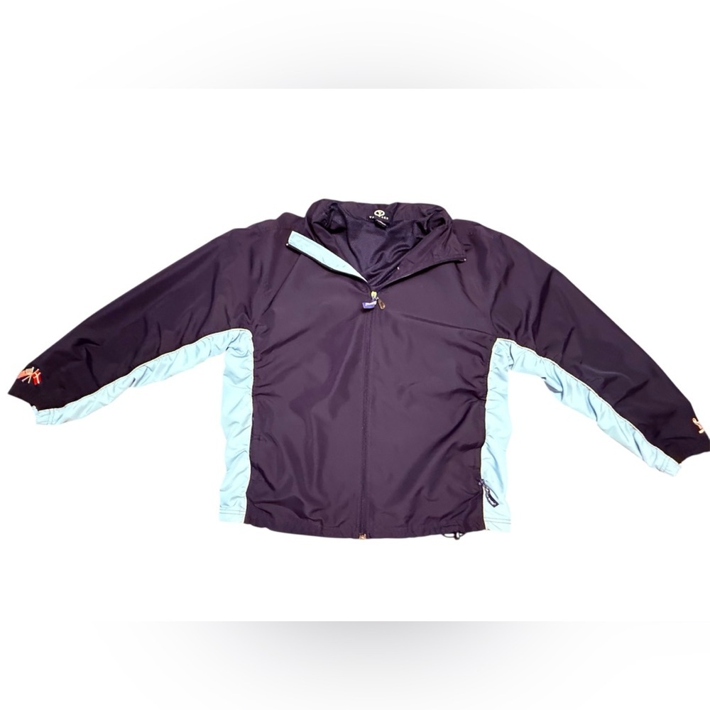 Vantage Men's Navy/Light Blue Waterproof Windbreaker Jacket w/ Hood Large